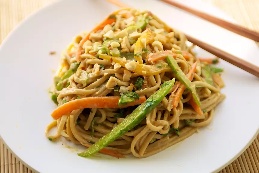 Udon Noodle Salad With Asian Peanut Sauce Recipe