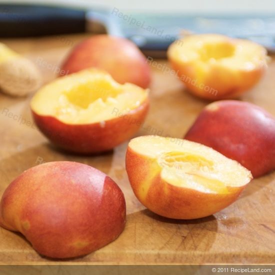 halved peaches