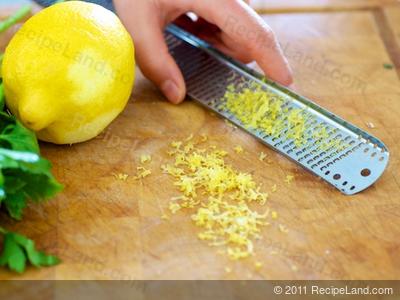 Finely grated lemon zest using a rasp