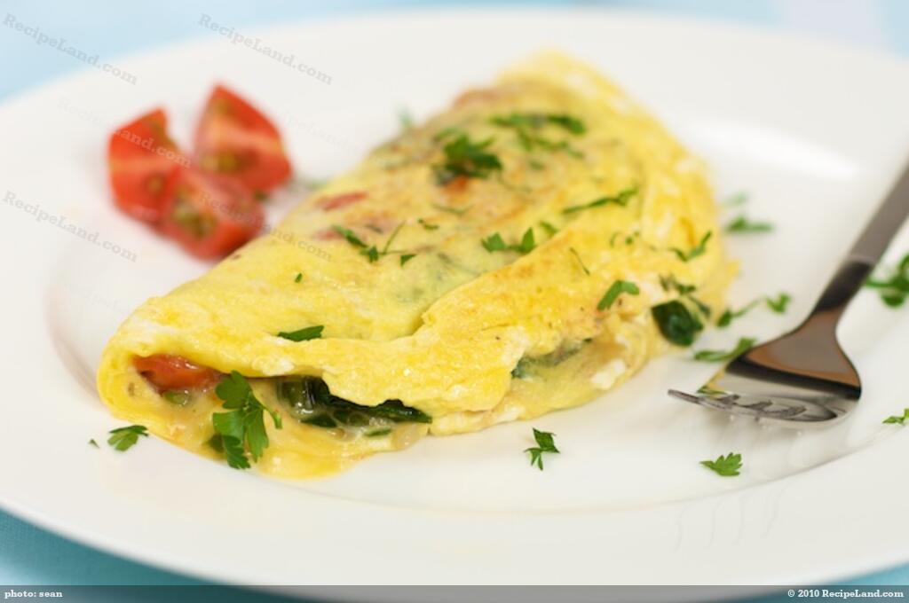 Breakfast Spinach and Tomato Cheese Omelet Recipe