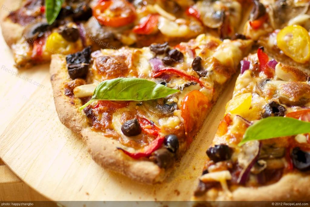 Sicilian Pizza with Black Olives and Mushrooms Recipe