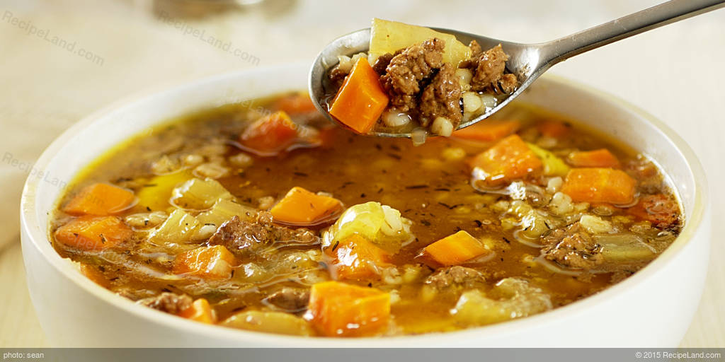 Ground Beef and Barley Soup - Closet Cooking A quick and easy ground beef  version of beef and barley soup with a tasty broth!