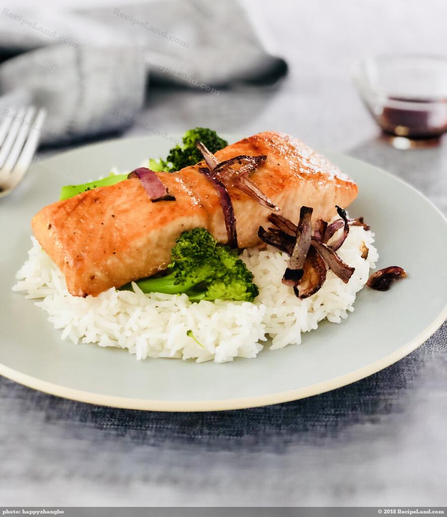 Brown Sugar And Soy Glazed Salmon With Broccoli Rice Recipe