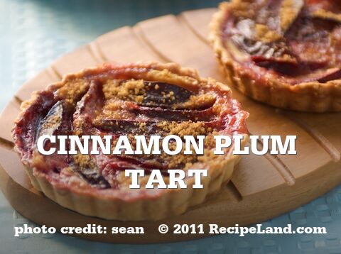 shortbread plum tart with honey and cinnamon