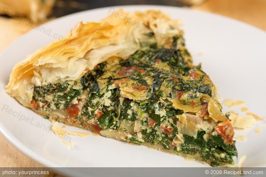 Phyllo Spinach, Sun-dried Tomato and Ricotta Cheese Tart Recipe