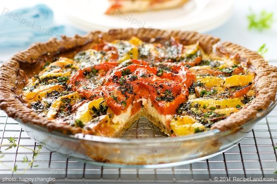 Cheesy Herbed Heirloom Tomato Pie recipe