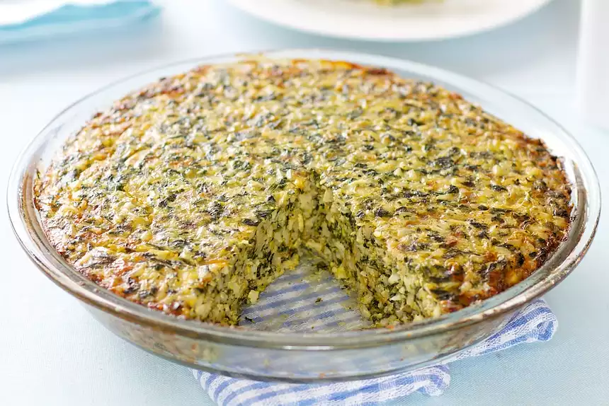 Spinach, Cheddar and Rice Pie