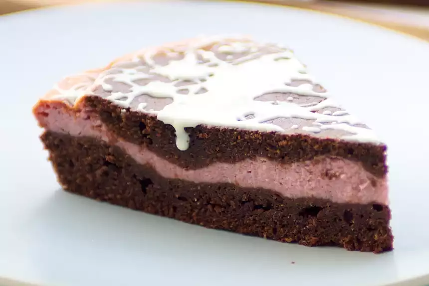 Valentine's Day Raspberry Cream Brownie Wedges