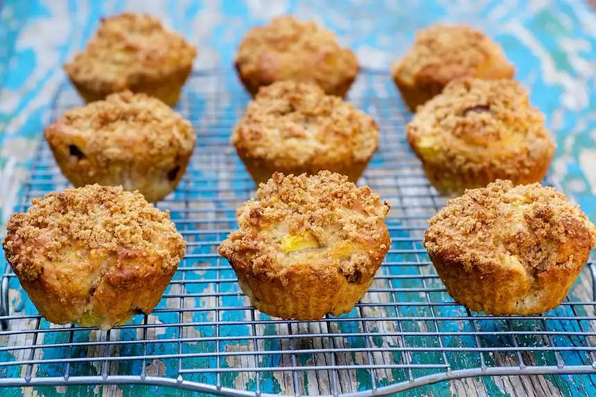 Sour Cream-Peach Muffins