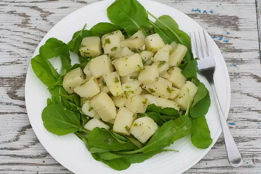 Arugula and Potato with Garlic Vinaigrette