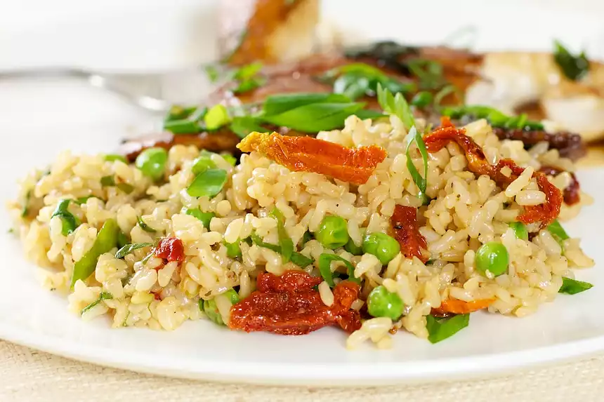 Fried Rice with Peas and Sun-Dried Tomatoes