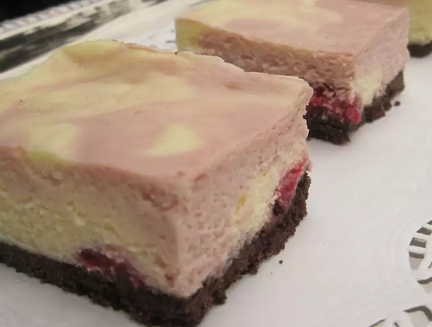 Raspberry Swirl Cheesecake Squares