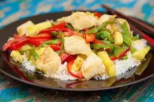 Asian Chicken, Peppers, Pineapple and Rice