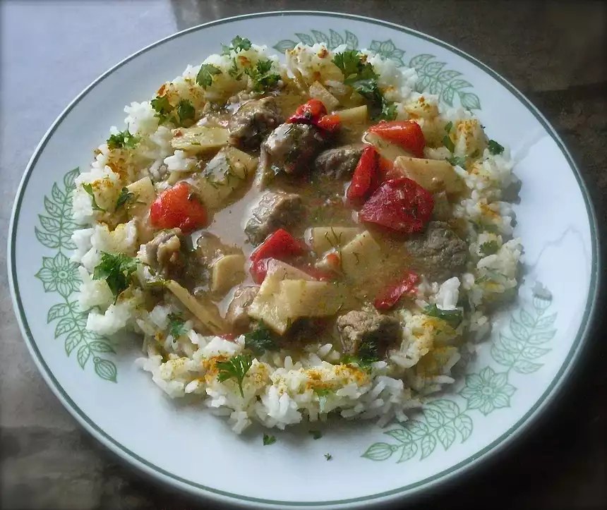 Shrimp Flavored Beef over Rice