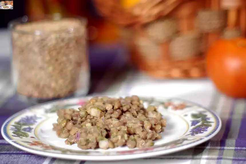 Rich Green Lentil Salad with Walnut Oil