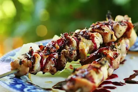 Rosemary Chicken Skewers with Berry Sauce