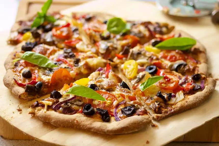 Cherry Tomato, Mushroom and Olive Pizza