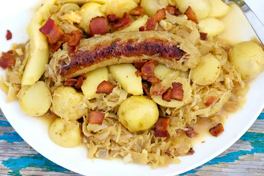 Octoberfest Bratwurst and Sauerkraut Skillet Dinner