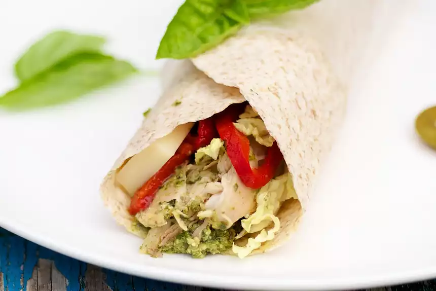 Pesto Chicken and Pepper Wraps