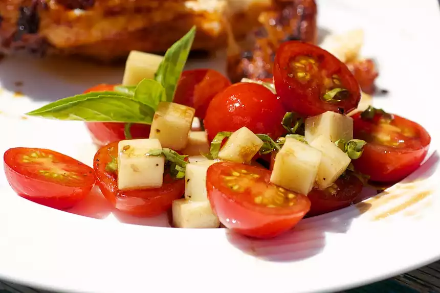 Cherry Tomato, Basil and Mozzarella Salad