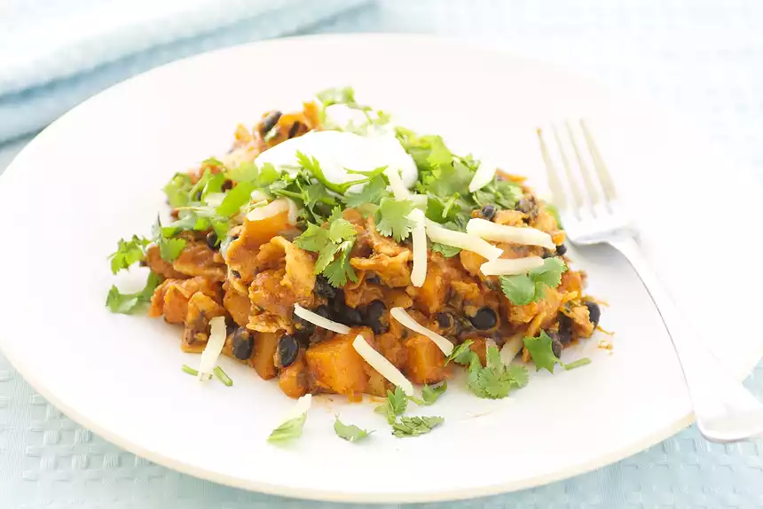 Butternut Squash, Black Bean and Tortilla Stew