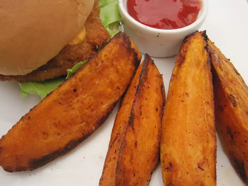 Spicy Baked Sweet Potato Steak Fries