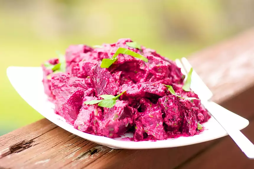 Roasted Beets With Toasted Garlic and Walnut Sauce