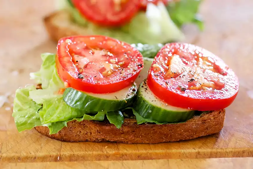 Tomato, Cucumber and Lettuce Sandwich