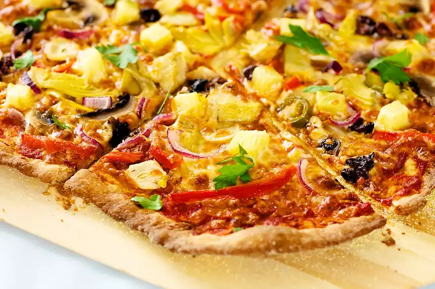 Pineapple, Olives and Artichoke Heart Pizza