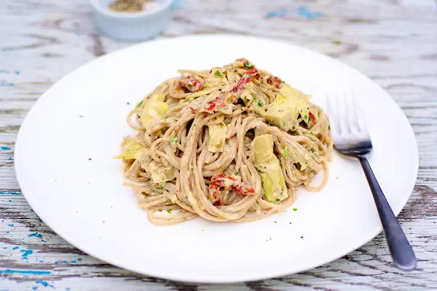 Pasta with Marinated Artichoke Hearts