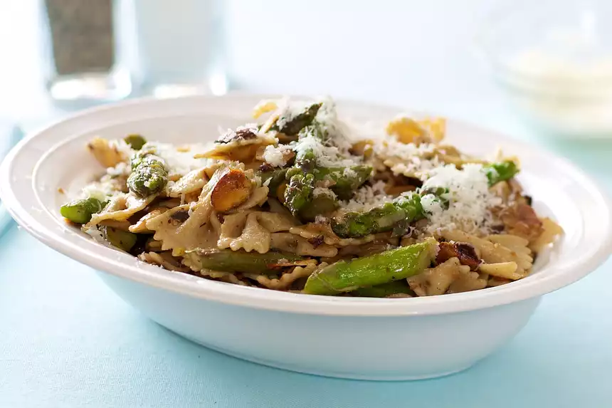 Bow-Tie Pasta, Asparagus, Toasted Almonds and Browned Butter