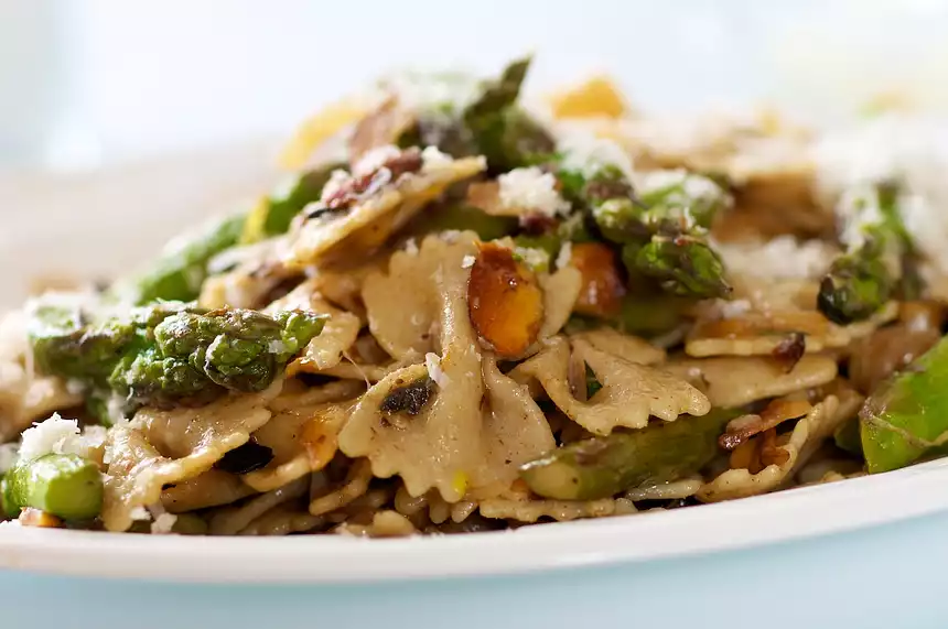 Bow-Tie Pasta, Asparagus, Toasted Almonds and Browned Butter