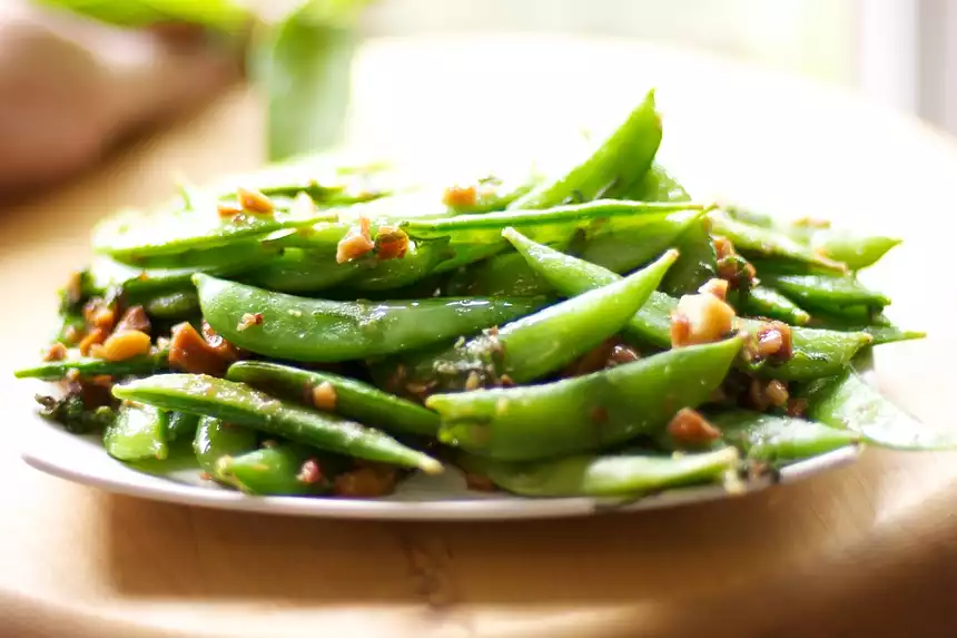 Sugar Snap Peas with Browned Butter, Hazelnuts and Sage