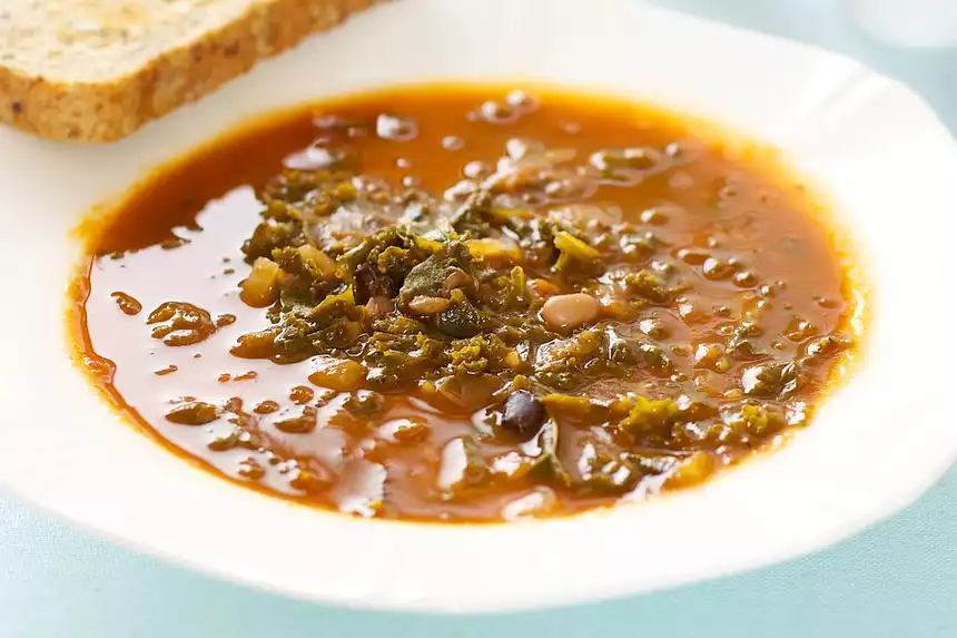 Cannellini Bean Soup with Kale and Garlic-Olive Oil Crostini