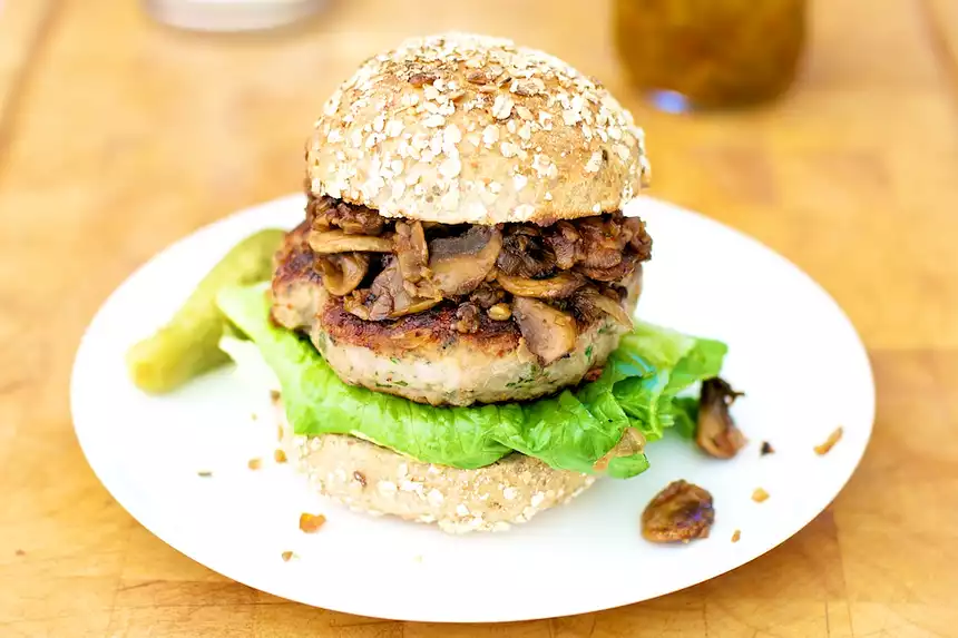 Mushroom Blue Cheese Turkey Burgers 