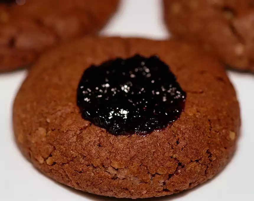 Chocolate Thumbprint Jam Cookies