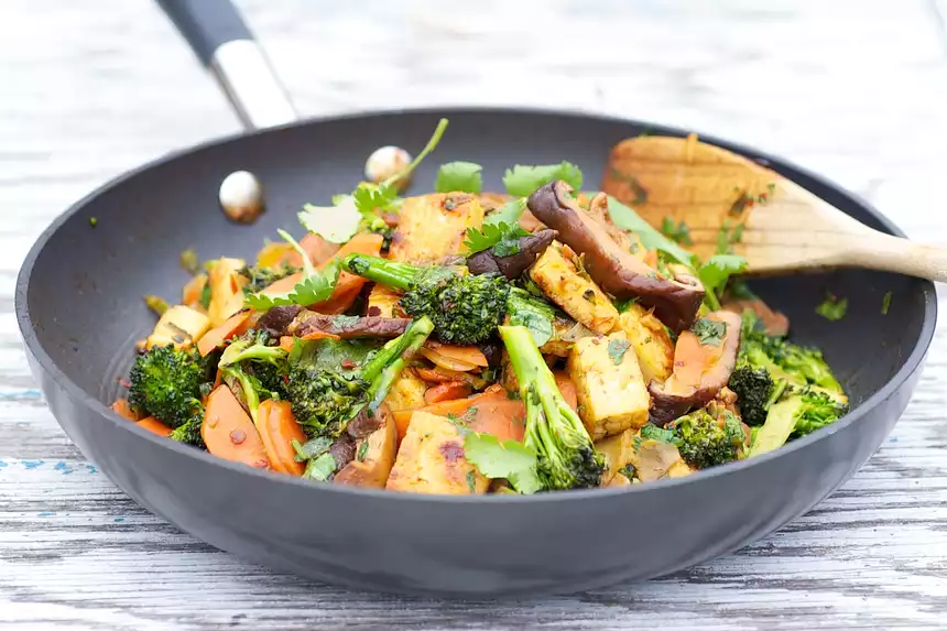 Sichuan Broccoli, Tofu, and Carrot Stir-Fry