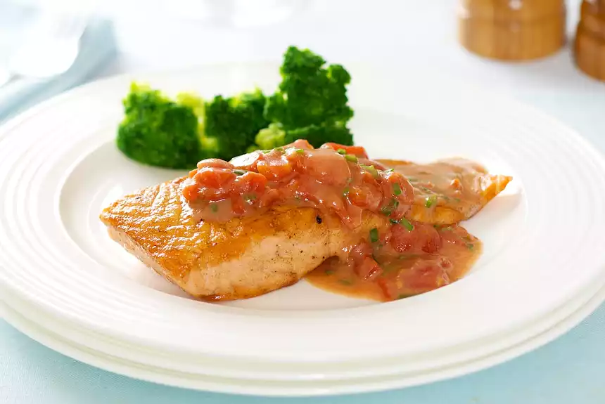 Fillet of Salmon with Anchovies and Tomatoes