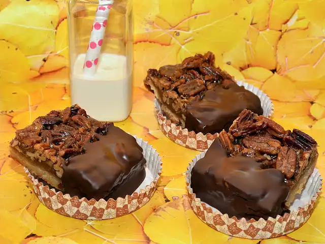 Pecan Pie Bars Dipped in Chocolate