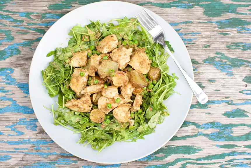 Mâche and Chicken Salad with Honey Tahini Dressing