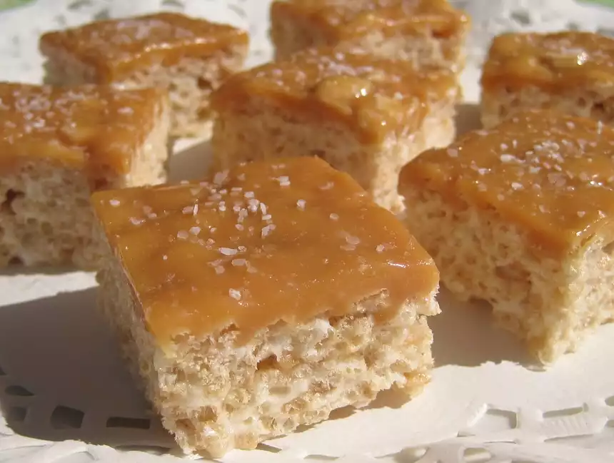 Salted Caramel Rice Krispies Squares