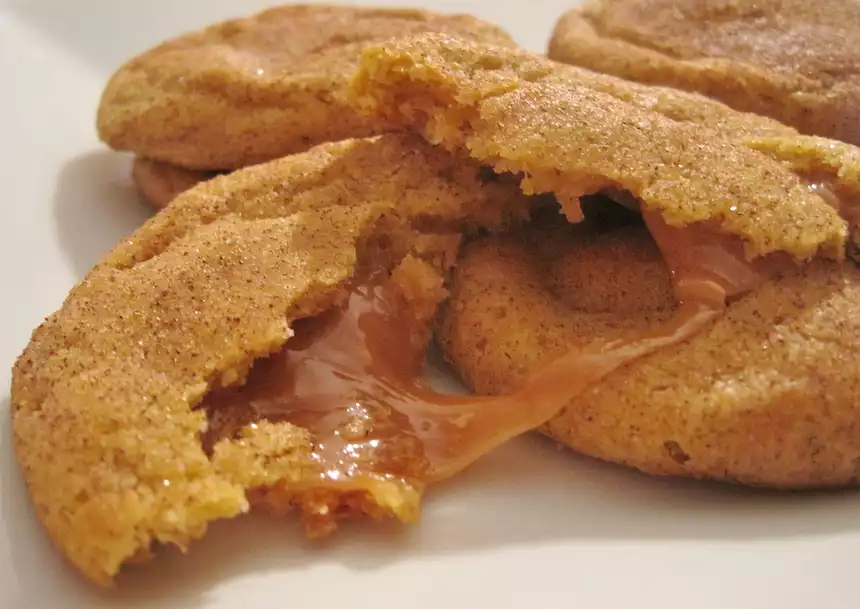 Caramel-Stuffed Pumpkin Cookies