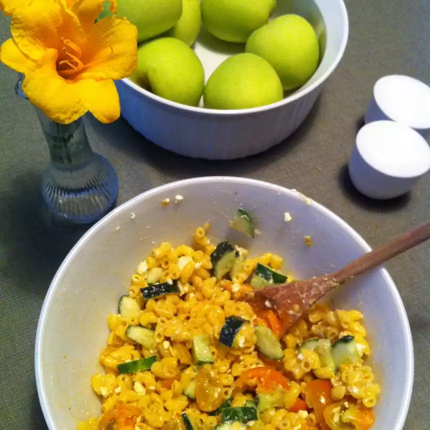 Summer Pasta Salad with Cucumber, Tomato, and Feta (Gluten Free)