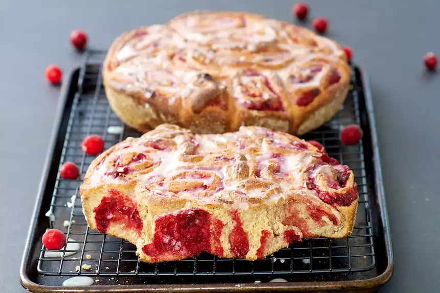 100% Whole Wheat Cranberry Cinnamon Rolls