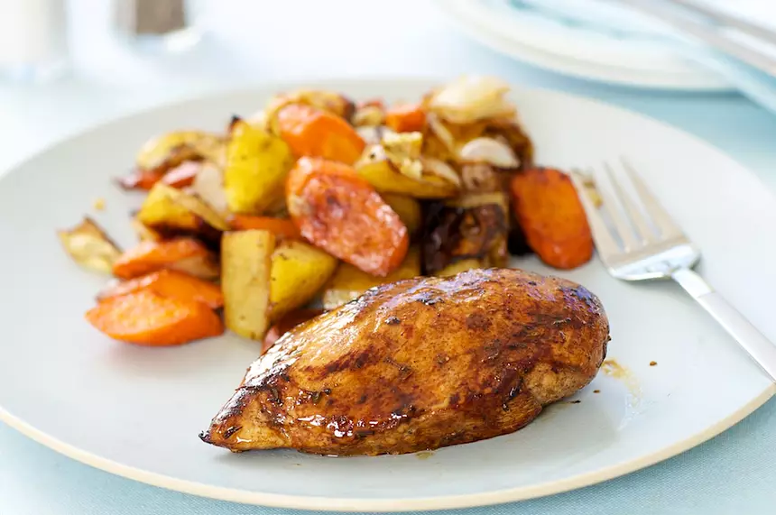 Balsamic Roasted Chicken Breast with Carrots and Potatoes Recipe