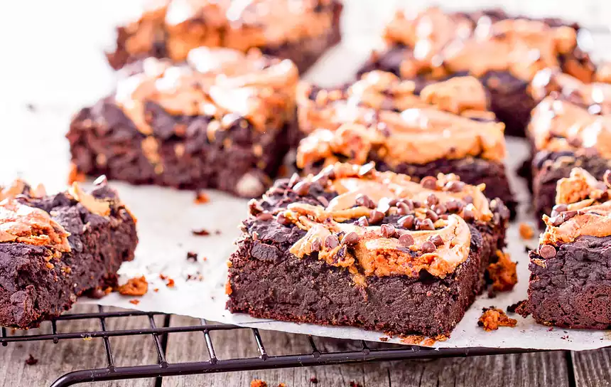 Peanut Butter Brownies with Peanut Butter Frosting 