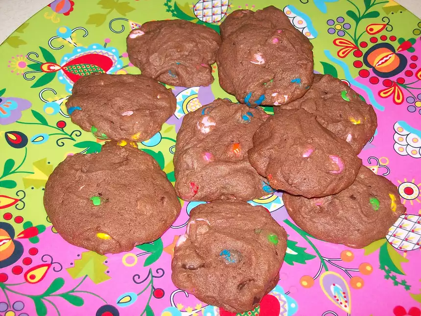 M&M Chocolate-Chocolate Cookies