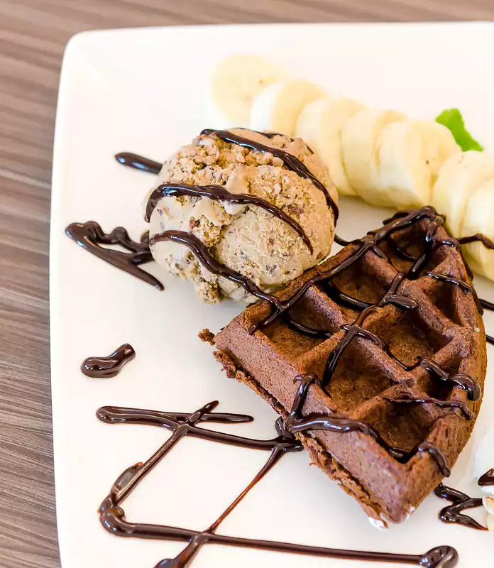 Chocolate Waffles with Ice Cream