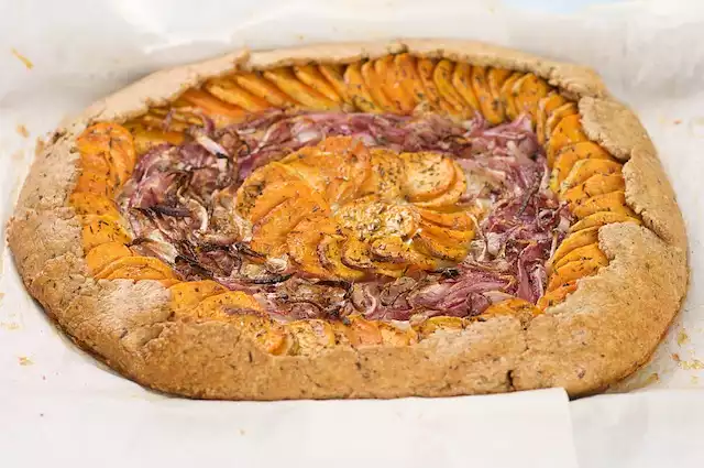 Cheesy Sweet Potato and Red Onion Tart