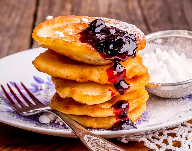 Buttermilk Pancakes with Blueberry Sauce